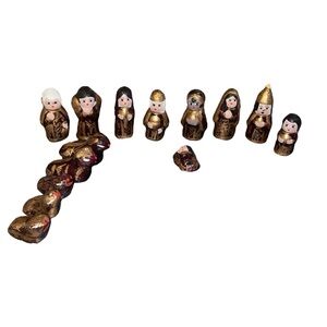 Vintage Miniature Mexican Pottery NATIVITY Set Of 14 Hand Painted